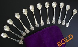 Danish Art Nouveau Silver Coffee Spoons Ch. Heise, set of twelve